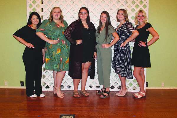 The Miss Comanche Pageant will be held this Saturday at the Asbury Center in Comanche at 7 p.m. Contestants are: (from left) Cassidy Rodriguez, Jocelynn Williams, Shayson Hodges, Mystik Palmer, Keatyn Elane Tilley and Marissa Chandler.